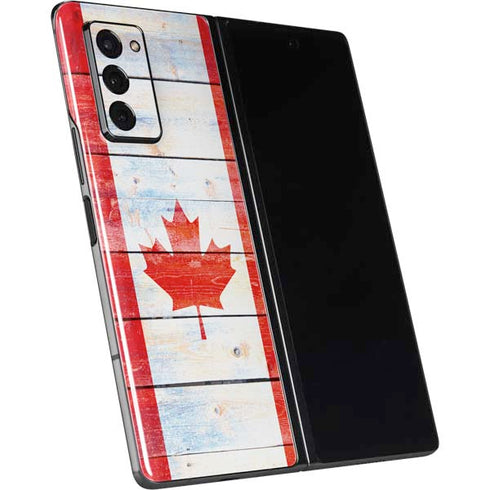 Canada Flag Light Wood Galaxy Z Fold2 5G Skin